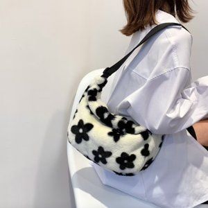 FLOWER Fluffy Casual Bag, Plush messenger bag, Crossoverbag